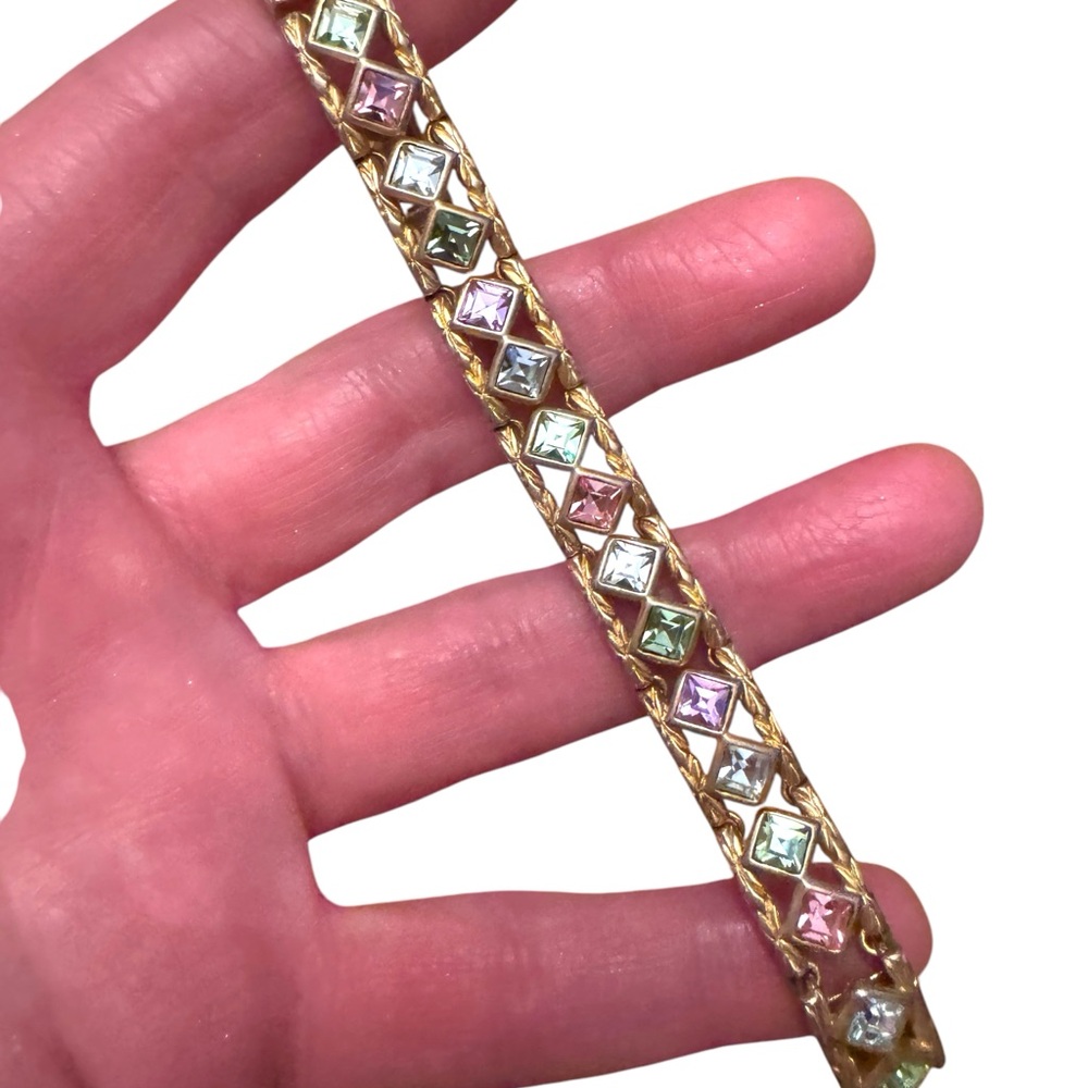 Vintage Gold plt Nolan Miller Crystal Multicolor  Bracelet